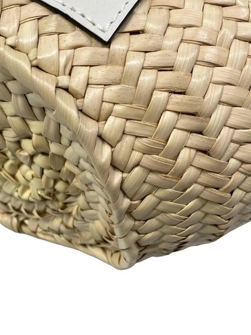 LOEWE Basket A223S93X28 Cream White Straw Leather Tote Bag